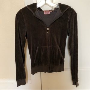 JUICY S classic velour tracksuit jacket deep brown
